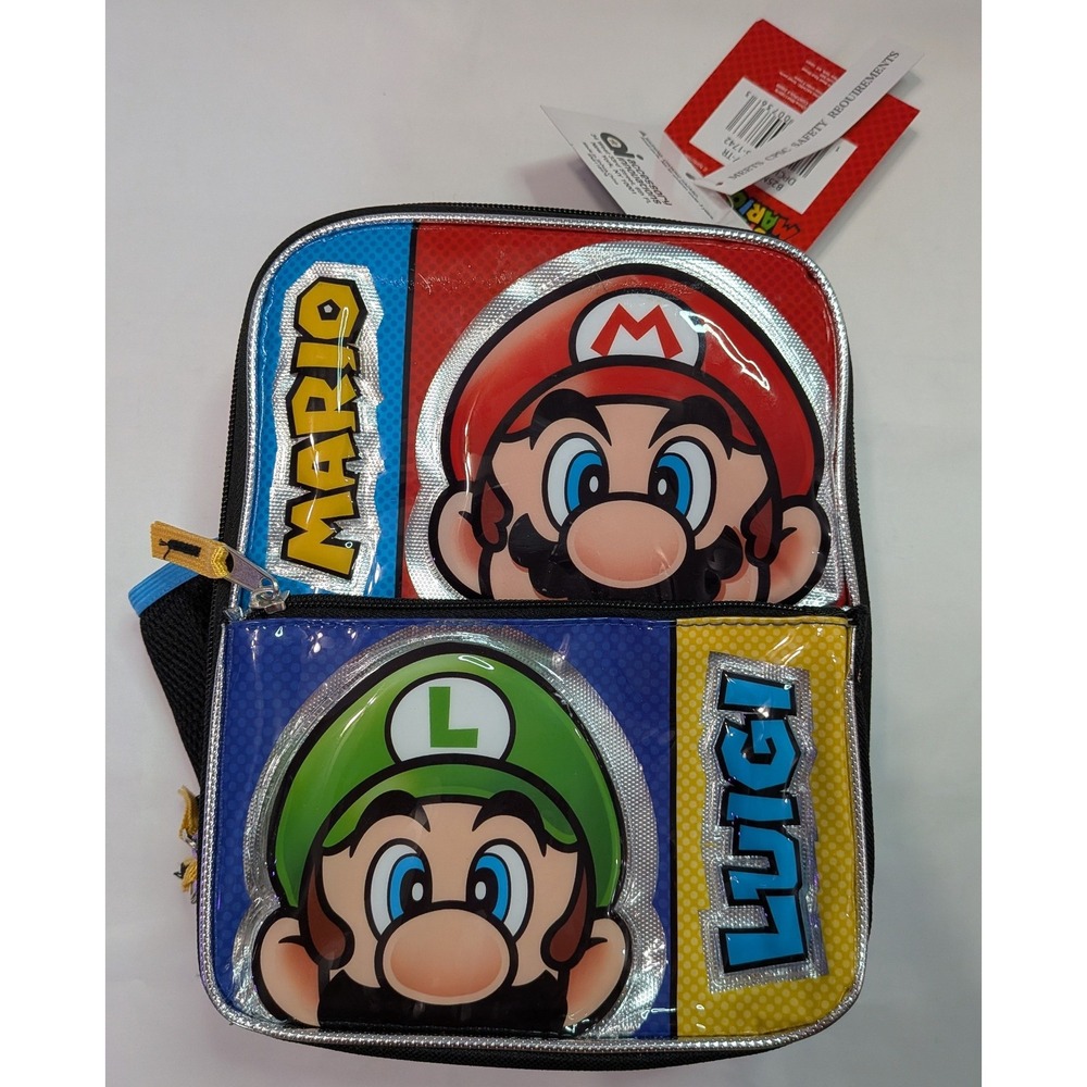 Nintendo Super Mario Lunch Bag Kids OS Multi New Mario Luigi Insulated Box